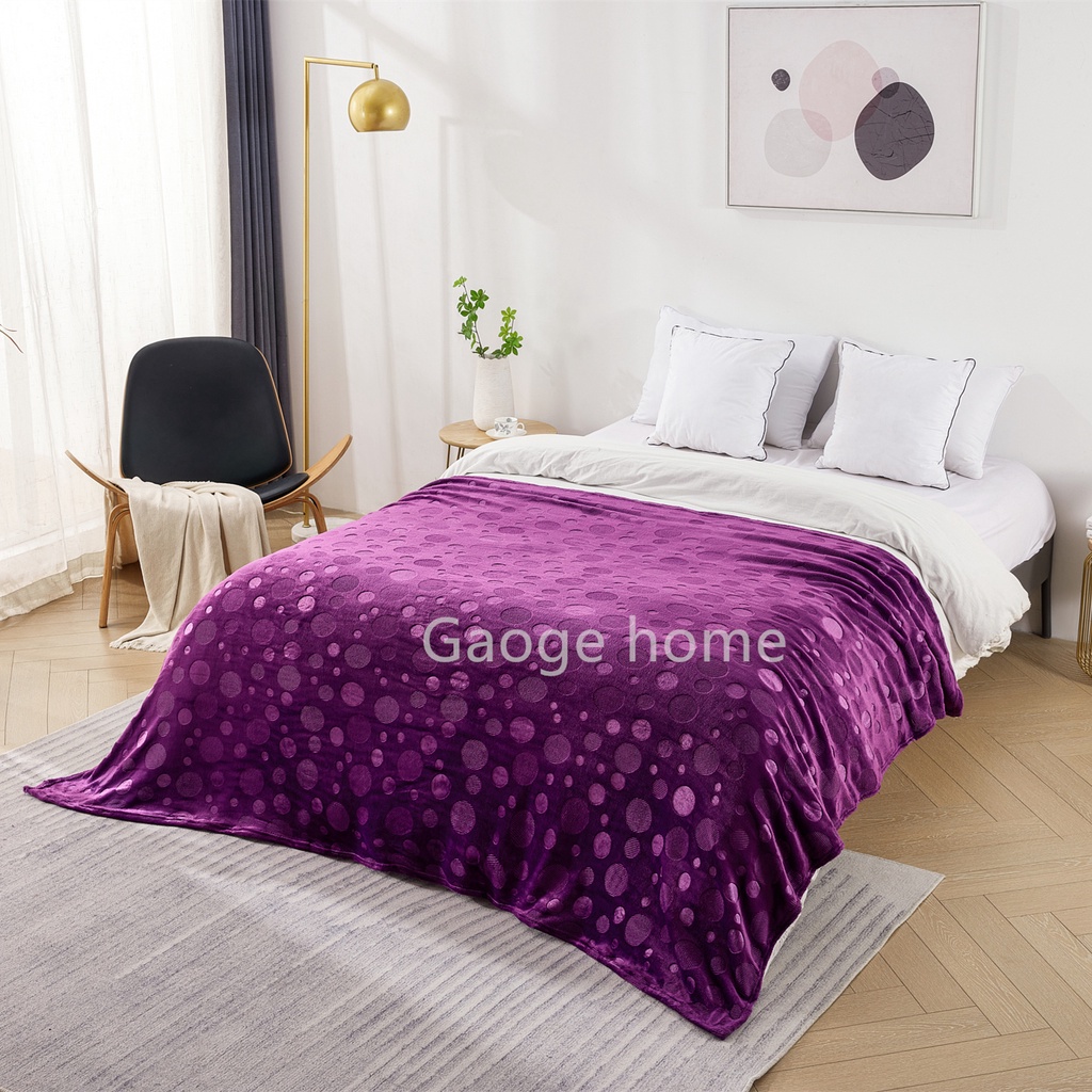 Selimut Bulu polos 180x200 emboss 3D Star Moon Flower Leaf Premium