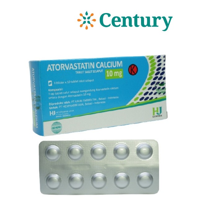 ATORVASTATIN 10MG 1 STRIP 10 TABLET (HJ) / KOLESTEROL / PENURUN KOLESTROL / OBAT KOLESTROL