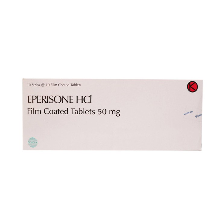 EPERISONE HCL 50MG 1 STRIP ISI 10 TABLET / NYERI OTOT / KEJANG OTOT / RELAKSASI OTOT