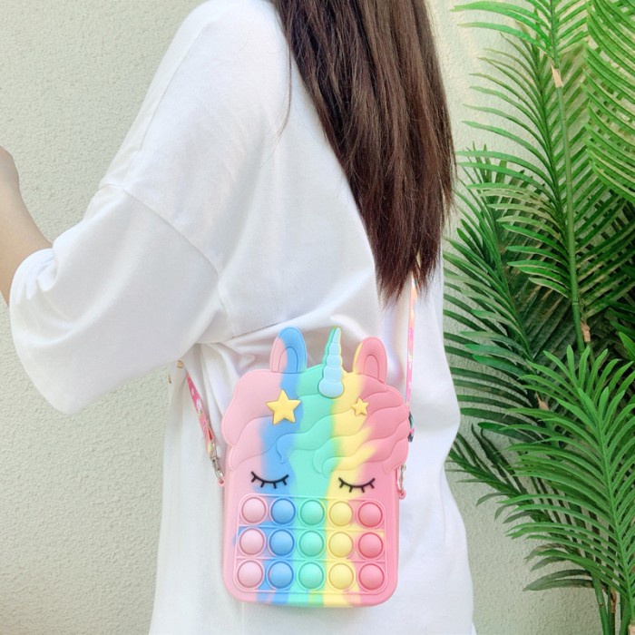 Best Seller Big Pop It Bag / Rainbow Unicorn Cross Bag / Tas Pop It /Gift For Kid