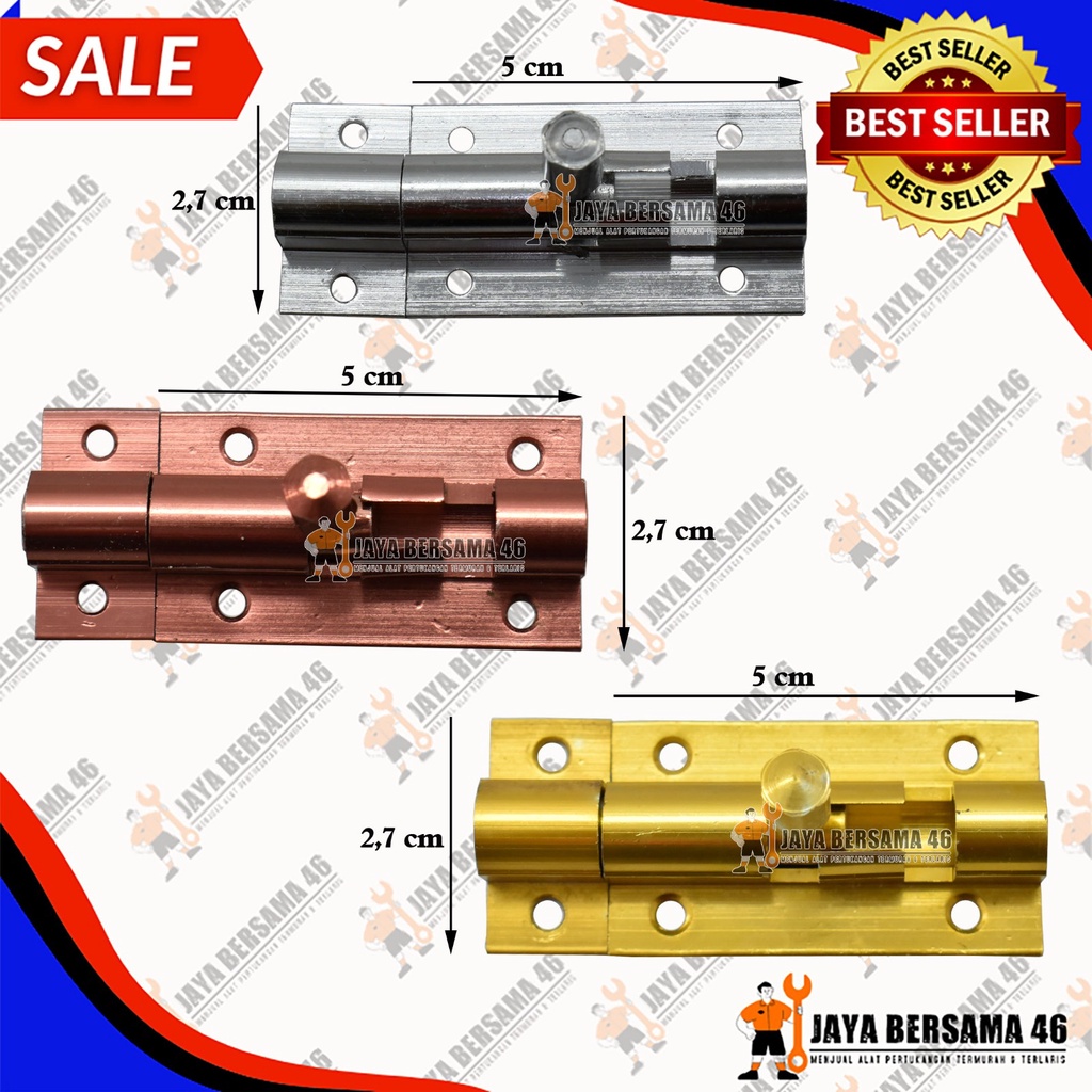 GRENDEL ALUMINIUM TOP / SLOT PINTU MURAH / GERENDEL SLOT SELOT ALUMINIUM ALMUNIUM PINTU JENDELA KAMAR MANDI 2 INCHI