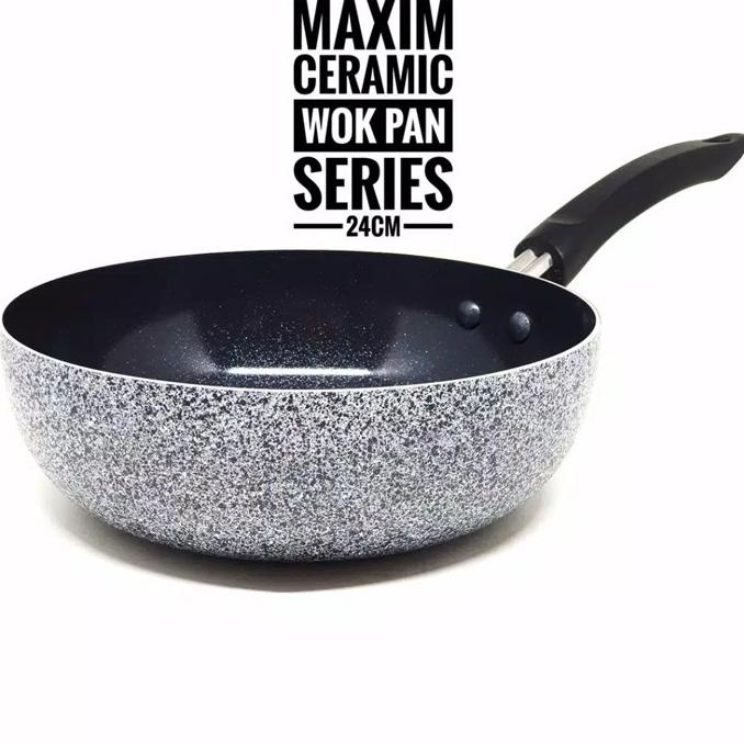 Maxim Neostone Deep Wok Marble Ceramic Wajan Penggorengan Anti Lengket