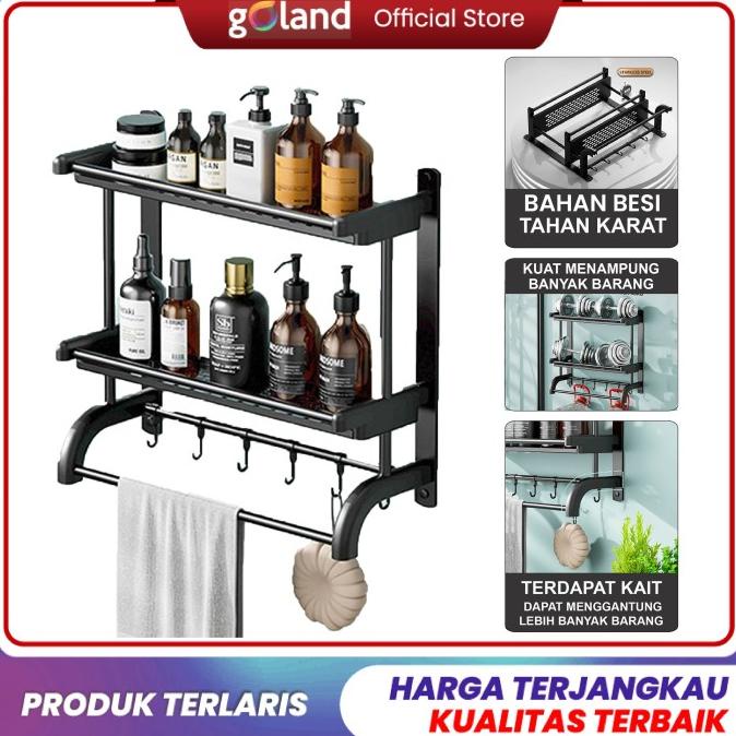 Goland Rak Kamar Mandi Dinding Rak Serbaguna Multifungsi Rak Bumbu Dap