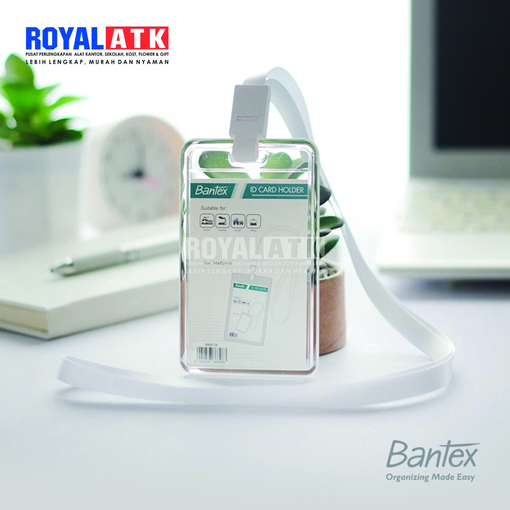 

BANTEX ID CARD TRANSPARAN TALI LANYARD PORTRAIT NAME TAG HOLDER #8868 - CLEAR TRANS