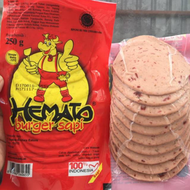 HEMATO BURGER SAPI 250 GR PATTIES BEEF SMOKED SMOKE