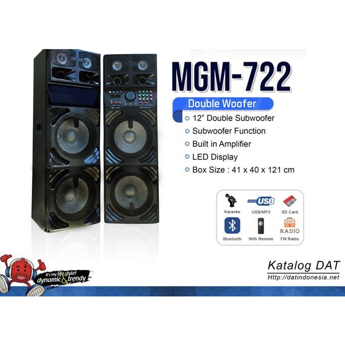 Speaker Aktif Dat Mgm 722 Sepasang Double 12 Inch Dat Mgm722 2X12Inch Tantanmall1