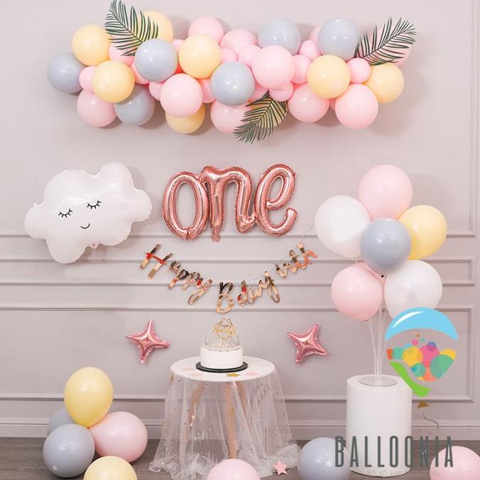 Set Balloon thday One Link Rose Gold Chain / Balon Dekorasi Ultah