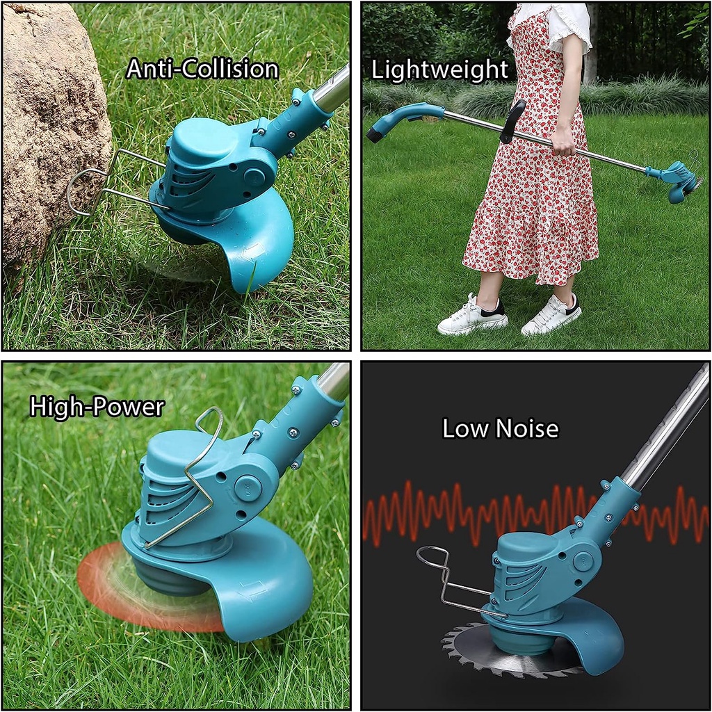 Dagmara Mesin Pemotong Rumput Tanpa Kabel RPM Tinggi Mesin Potong Rumput Cordless Lawn Mower Electric Grass Trimmer with Li-ion Batteries