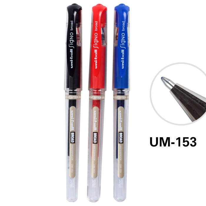 

Terlaris Pen Anti Luntur!!! Uni Signo Gel Pen Um-153 1.0 Mm Black Blue Red Ink