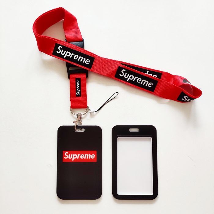 

Terlaris Id Card Holder Name Tag Lanyard / Kalung Kartu Black Supreme