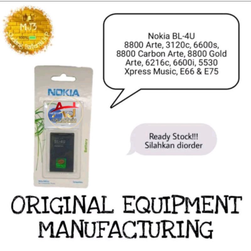 Baterai Battery Battre Nokia BL- 4U Asha 210/300/3120C/ Baterai Nokia Original