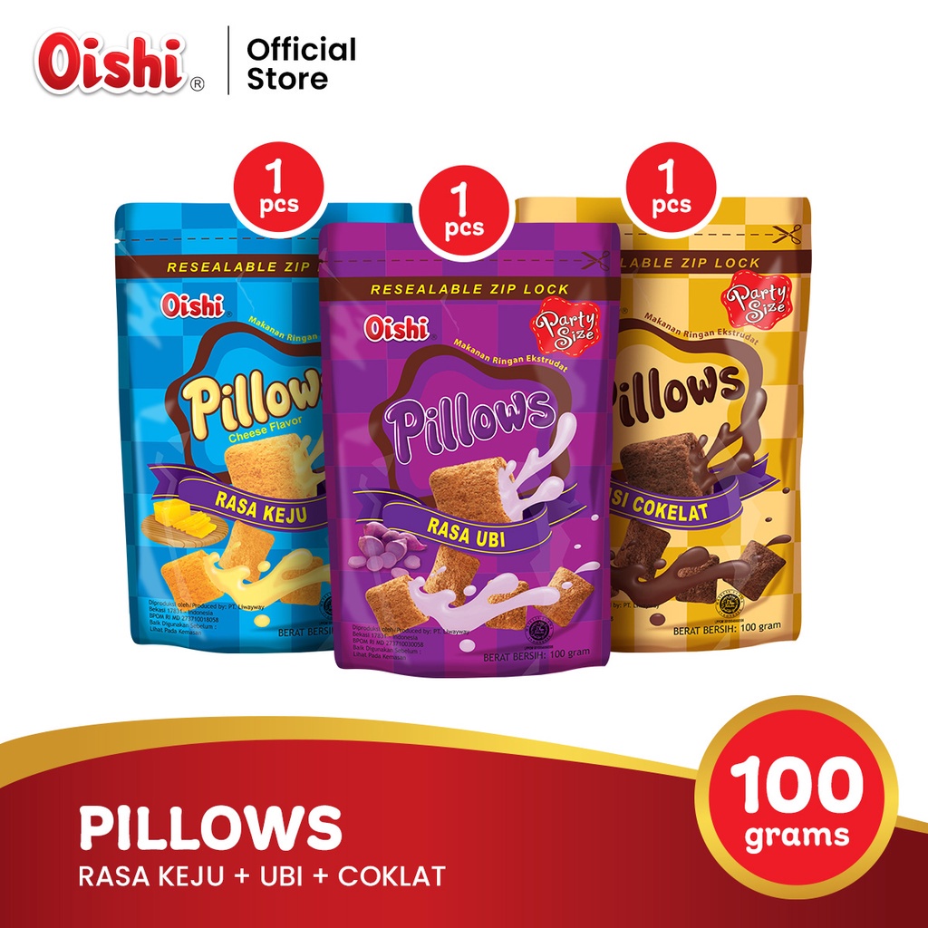 

Pillows Isi Cokelat + Rasa Ubi + Rasa Keju