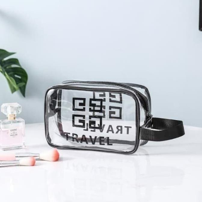 Tas kosmetik transparan plastik mika - tas toilet peralatan mandi F397