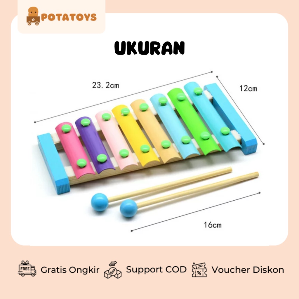 [ Potatoys ] Wooden Xylophone / Kolintang / Mainan Xylophone anak / Mainan Alat Musik Anak