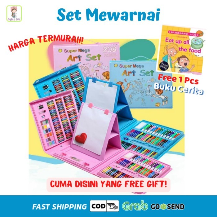 

Best Seller Set Alat Mewarnai Anak Alat Tulis Crayon Set 208 Termurah Art Set Bdg