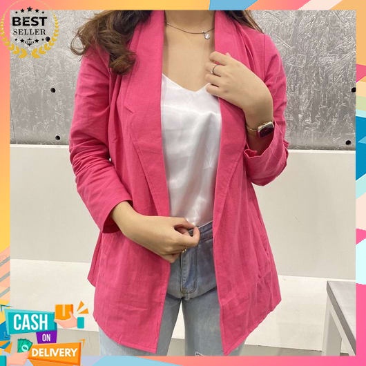 One Set Blazer Wanita Kerja  Korean Style Jumbo Baju 2In1 Kekinian Dewasa Rok Blaser Korea Kantor Sl