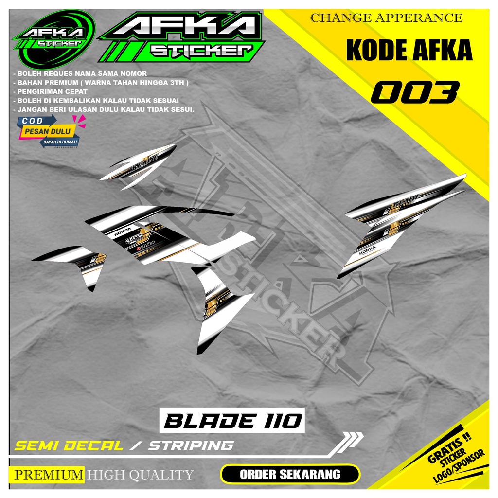 Striping Sticker Variasi Motor BLADE 110-Motif Racing Desain Terbaru-AK-03