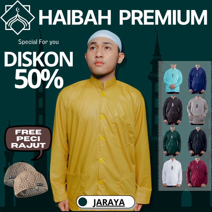 Terlaris Baju Koko Haibah Ammu Collection Terbaru Habaib Original Merk Annur - Hitam , S