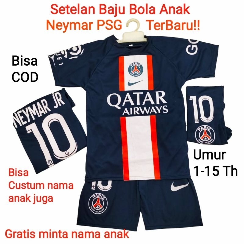 QUM SETELAN BAJU BOLA ANAK PSG NEYMAR.JR BISA CETAK NAMA EQ4