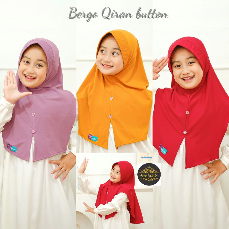 BERGO QIRAN BUTTON KIDS / HIJAB ANAK USIA  4-8TH