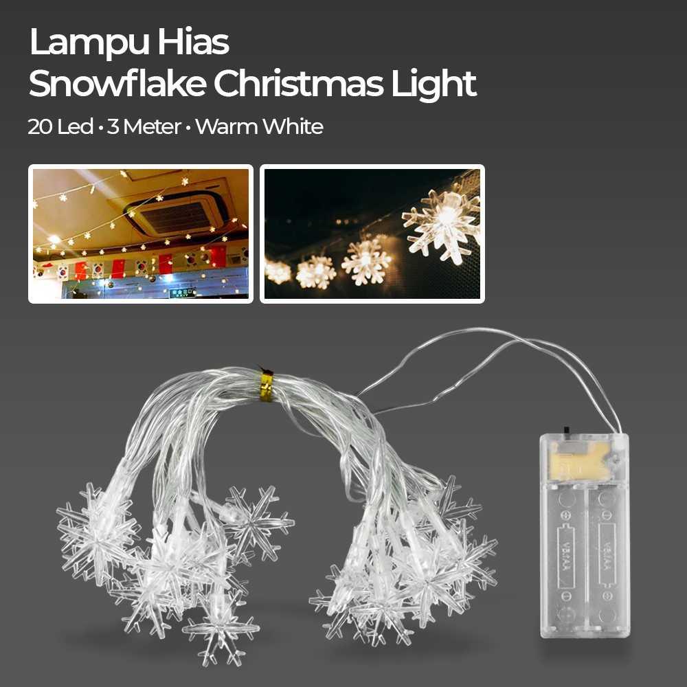 Lampu Hias String Lights Snowflake Christmas Battery Power 20 LED - HH-002