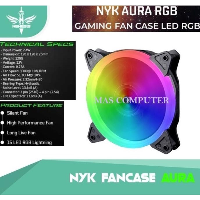 Bonus Mini Gold Discount Today Fan Casing 12Cm Nyk Aura Rgb With 15Led / Fan Case Aura Rgb