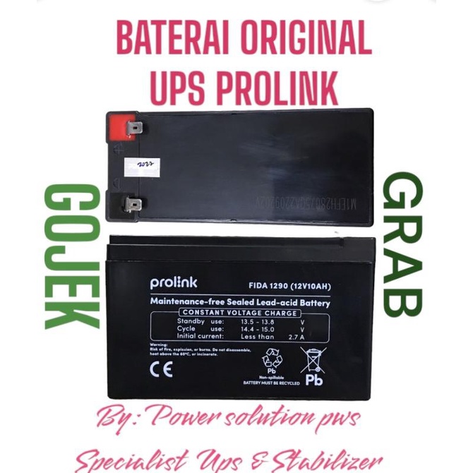 Accu Aki Battery Ups Prolink 12V 10Ah Baterai Prolink Fida 1290 OJOL