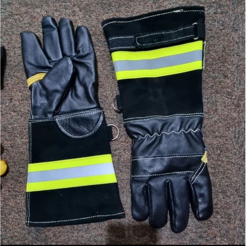 Long Leather Fireman Gloves - Sarung Tangan Petugas Pemadam (Damkar) Kulit Panjang