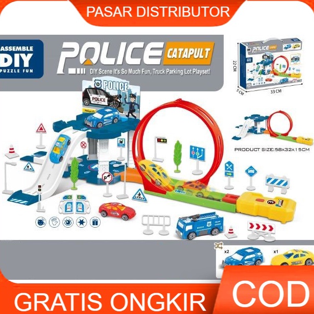 SALE| Mainan Anak POLICE / TRUCK CATAPULT ASSEMBLE DIY Puzzle Fun DIY Scene