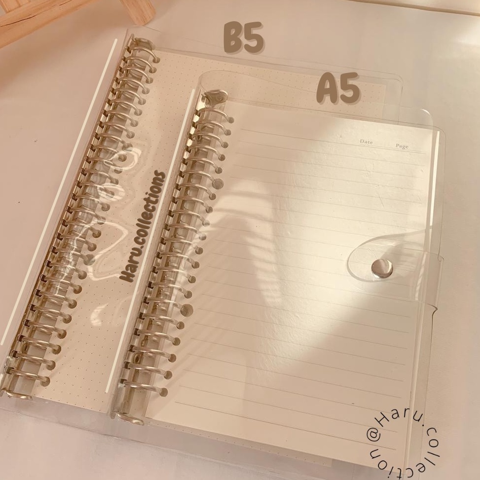 

Terlaris.. [HARU] B5 A5 Cover Binder Transparent Binder Bening Transparan Journal 88