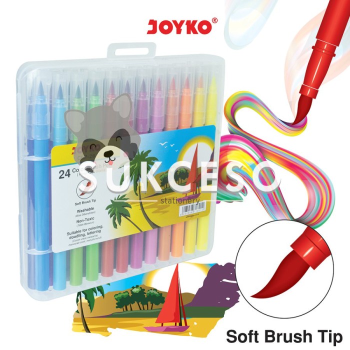 

Best Seller Joyko Color Brush Pen Clp-26 / Pena Kuas Warna 24 Warna Color Murah