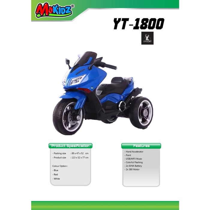 Terlaris Mainan Anak Motor Aki Mokidz Yt 1800 Xmax
