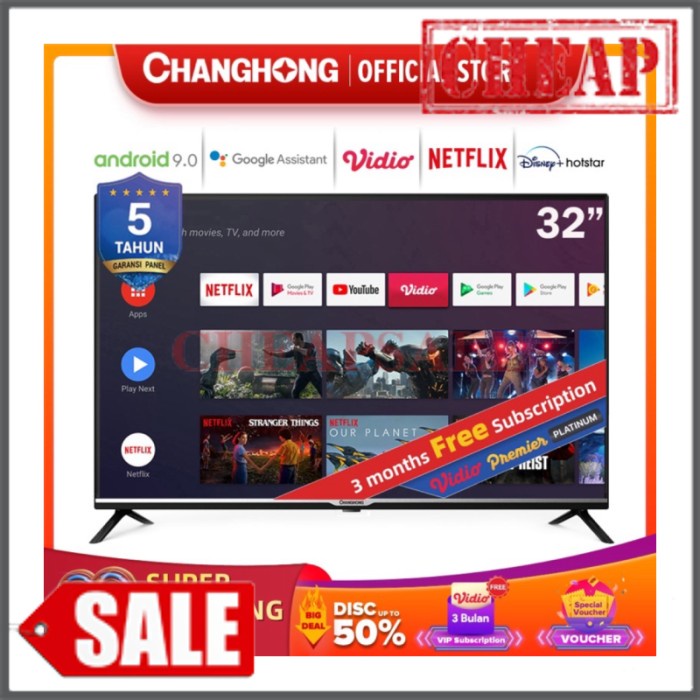 Changhong Certified Android Smart Tv 32 Inch Dital Tv Neflix