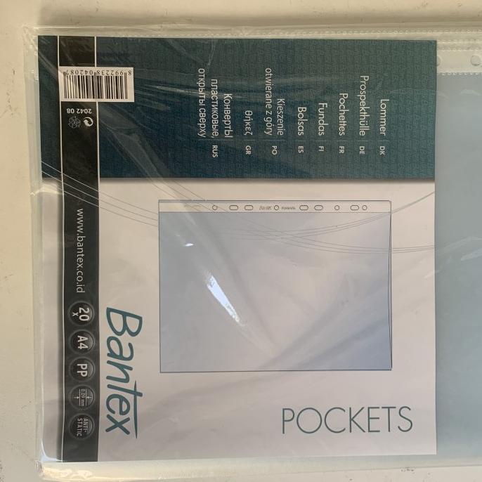 

Bantex 2042 PP Pocket A4 - Plastik Sheet Protector 100 pcs