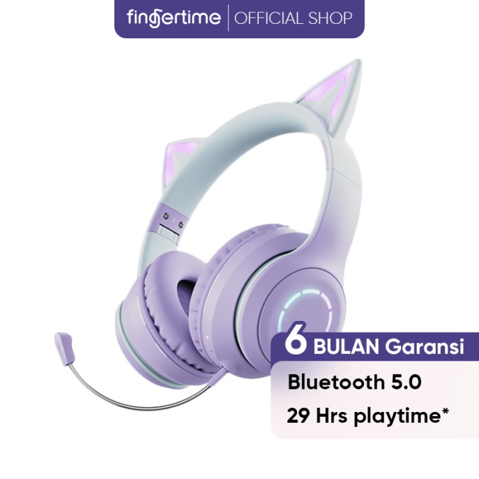 Fingertime BT029C Headset Gaming RGB Bluetooth Wireless - Hijau dan Biru-Pink