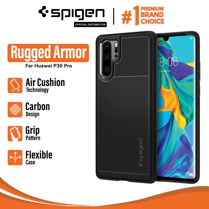 Case Huawei P30 Pro Spigen Softcase Corbon Fiber Rugged Armor Casing