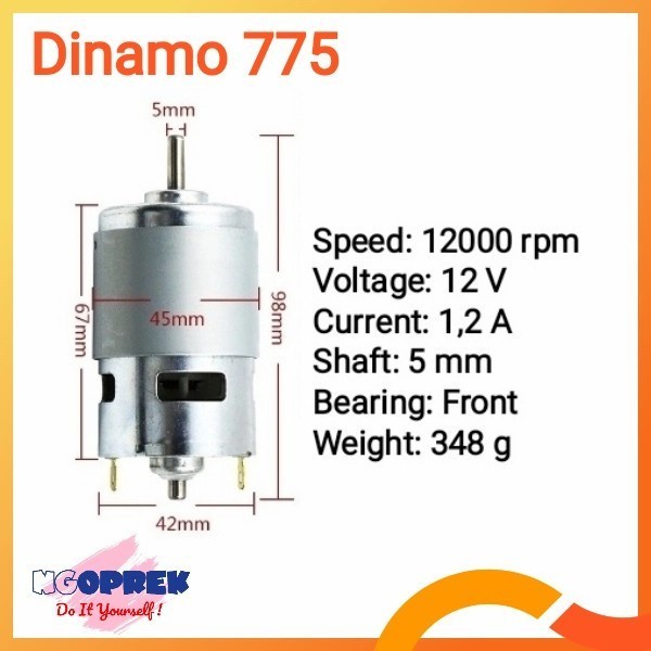 Dinamo 775 12V 12.000 rpm Dinamo RS775 DC Motor