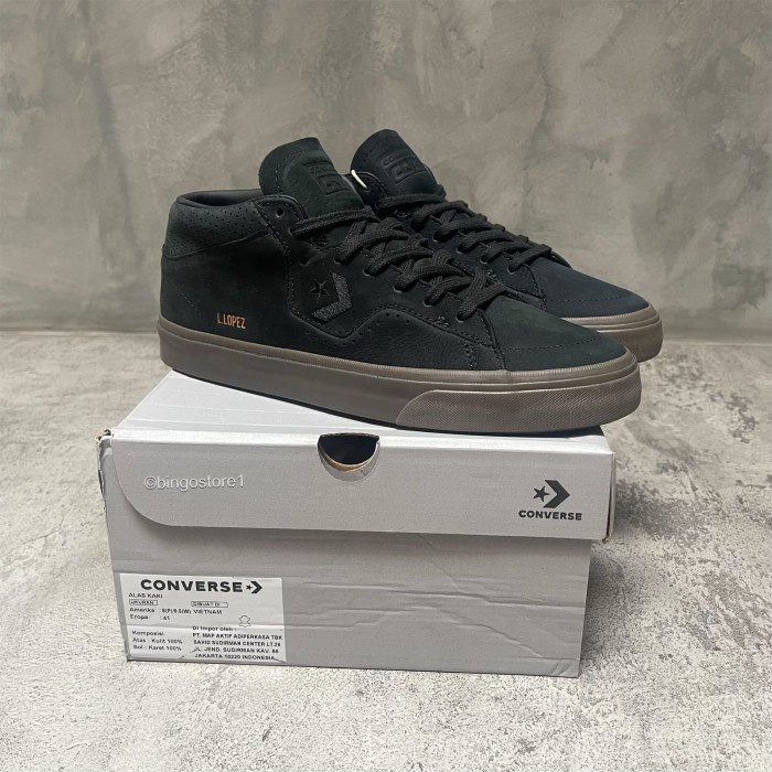 Terlaris Converse Cons Louie Lopez Pro Mid Black Dark Mushroom -Cons Skateboard