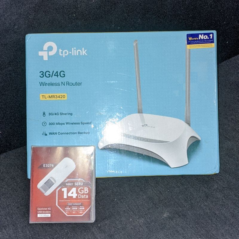 PAKET ROUTER TP-LINK TL-MR3420 + MODEM HUAWEI E3276 / PAKET ROUTER DAN MODEM