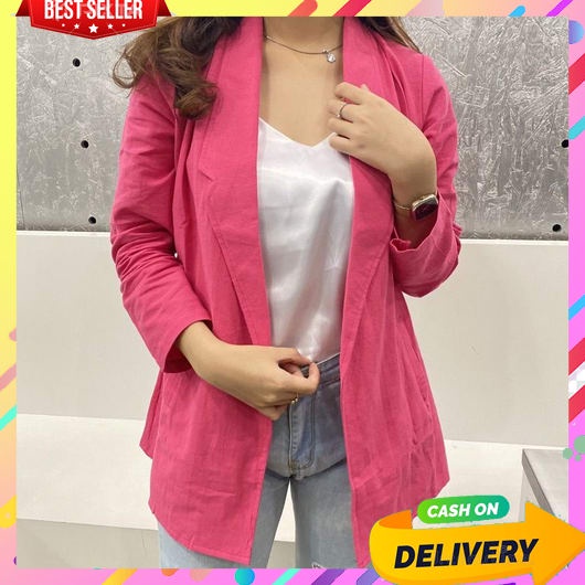 One Set Blazer Wanita Kerja Import Korean Style Jumbo Stelan Jas Kantor Blezer Cewek Casual Baju 2In