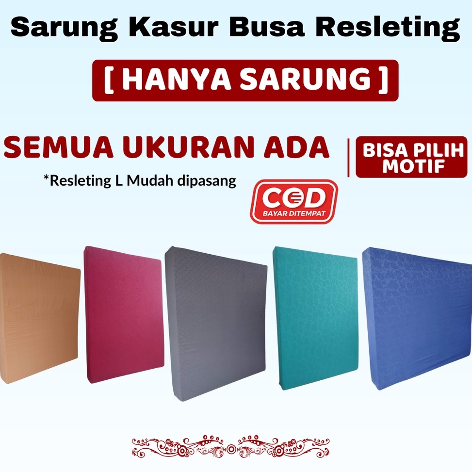 TERLARIS|| Sarung Kasur Busa Resleting Embos/Polos Tebal 5, 10, 15, 20, 25, 30 cm / Cover Kasur Busa