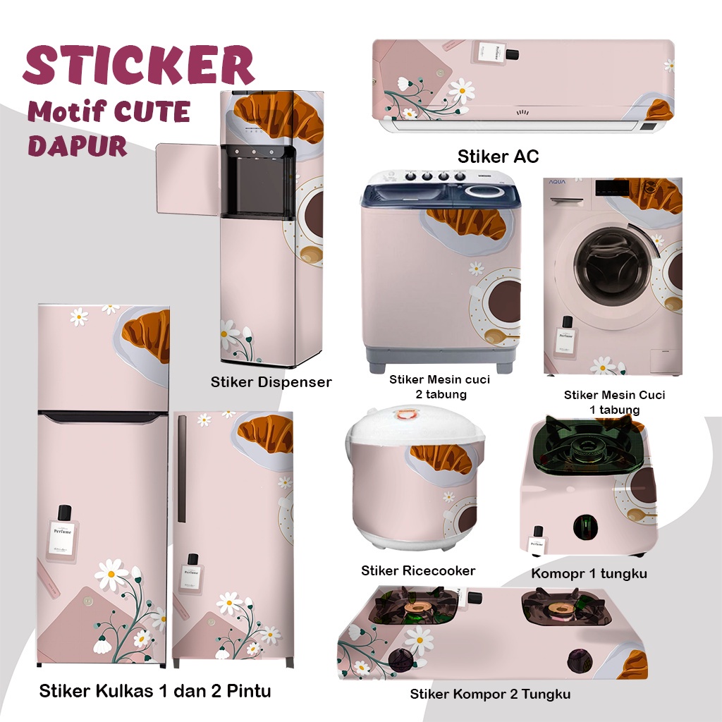 Stiker Stiker Stiker kulkas kompor mesin cuci 1 2 pintu tabung RiceCooker Dispenser Ac abstrak