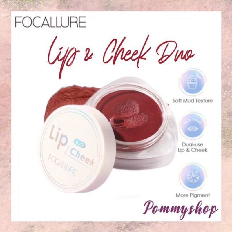 Focallure Creamy Lip & Cheek Duo / Dual Use Lip Mud Lip Clay & Velvet Hazy Matte Check