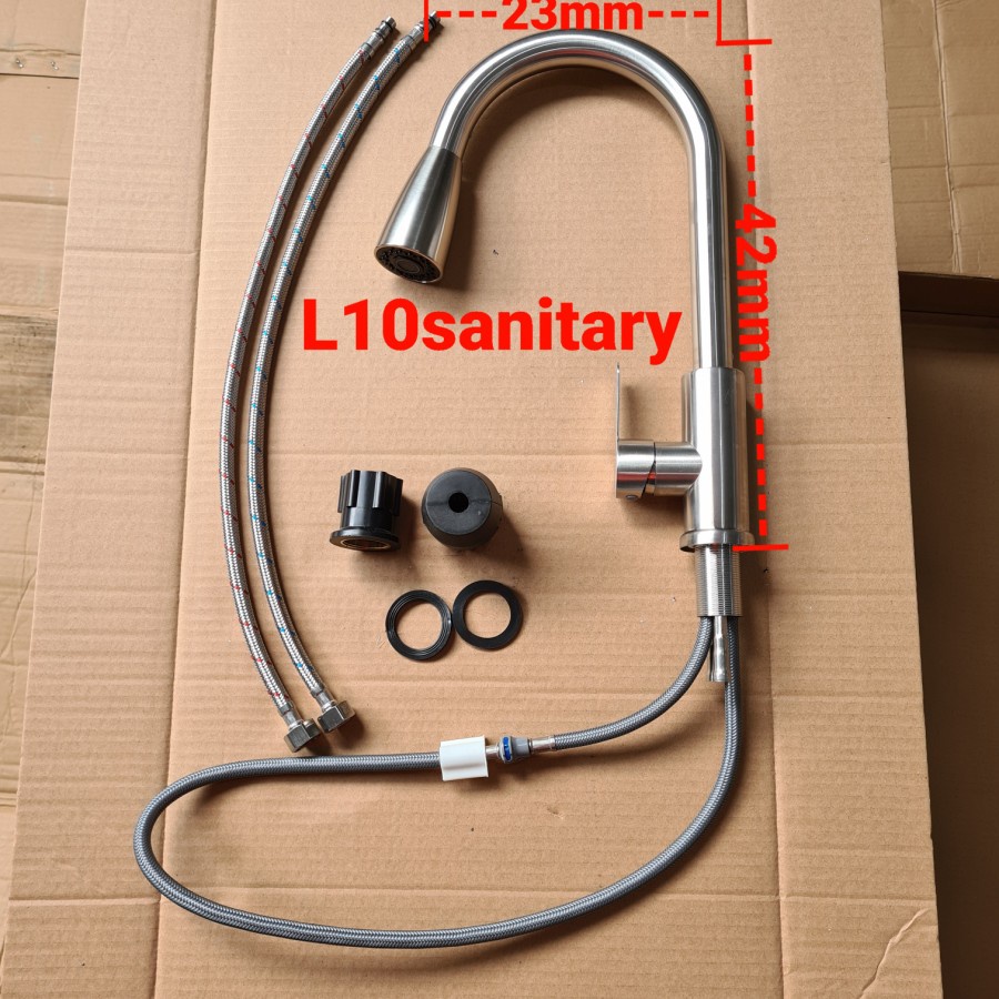 Kran Angsa Tarik SOLIGEN / Kran Angsa Bak Cuci Piring BCP Sink Panas Dingin Hot Cold BLACK Stainless