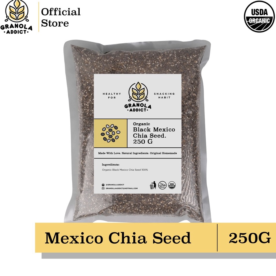 

[KODE PRODUK KSVZ97850] Granola Addict - Black Chia Seed Mexico Organic / Organik 250G