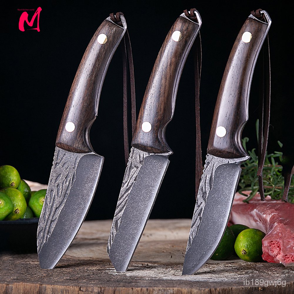 &Forged Knife Multi-use 4inch Handmade High Carbon Steel Mongolia hunt Camping knife Fruit Outdoor K