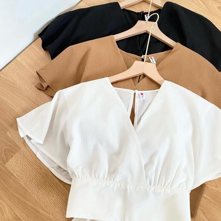 [KODE PRODUK WPERP6433] BOW BACK CARDIE OUTERWEAR ROMPI LENGAN PENDEK BATWING TALI PITA CARDIGAN WAN