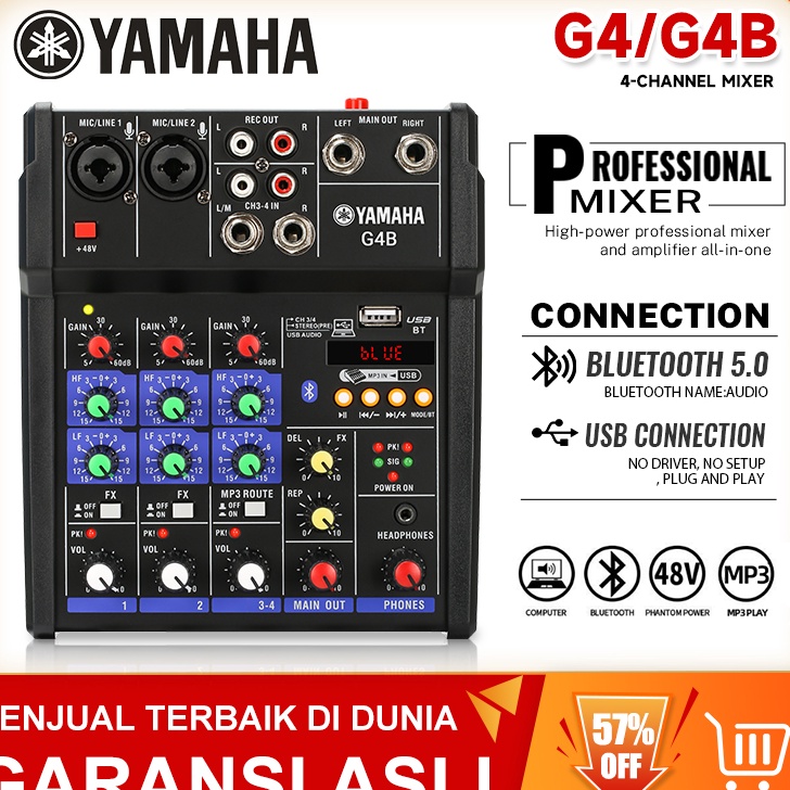 ➲➛☆ AUDIO MIXER YAMAHA G4B SBLUETOOTH,USB,RECORD,SOUNDCARD,REVERB Mixer audio saluran 4 Best Terlari
