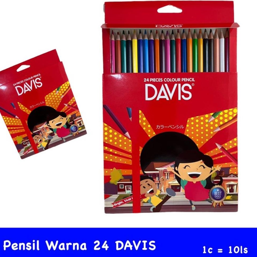 

80 Pensil Warna Davis 24 Warna Panjang Bestseller ♪ヽ
