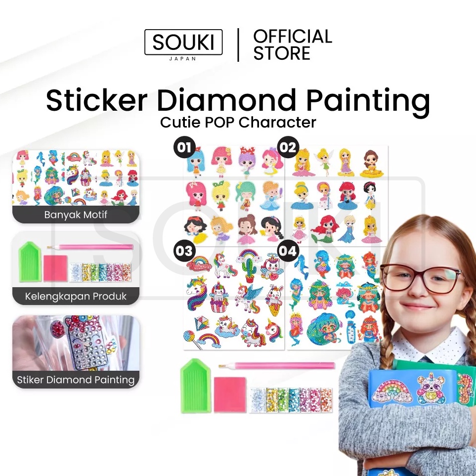

[KODE PRODUK LIQ074437] Souki - Sticker Diamond Painting/ Mainan Anak Sticker DIY Diamond Cutie Pop/ Stiker Edukasi/ Painting Sticker Korea